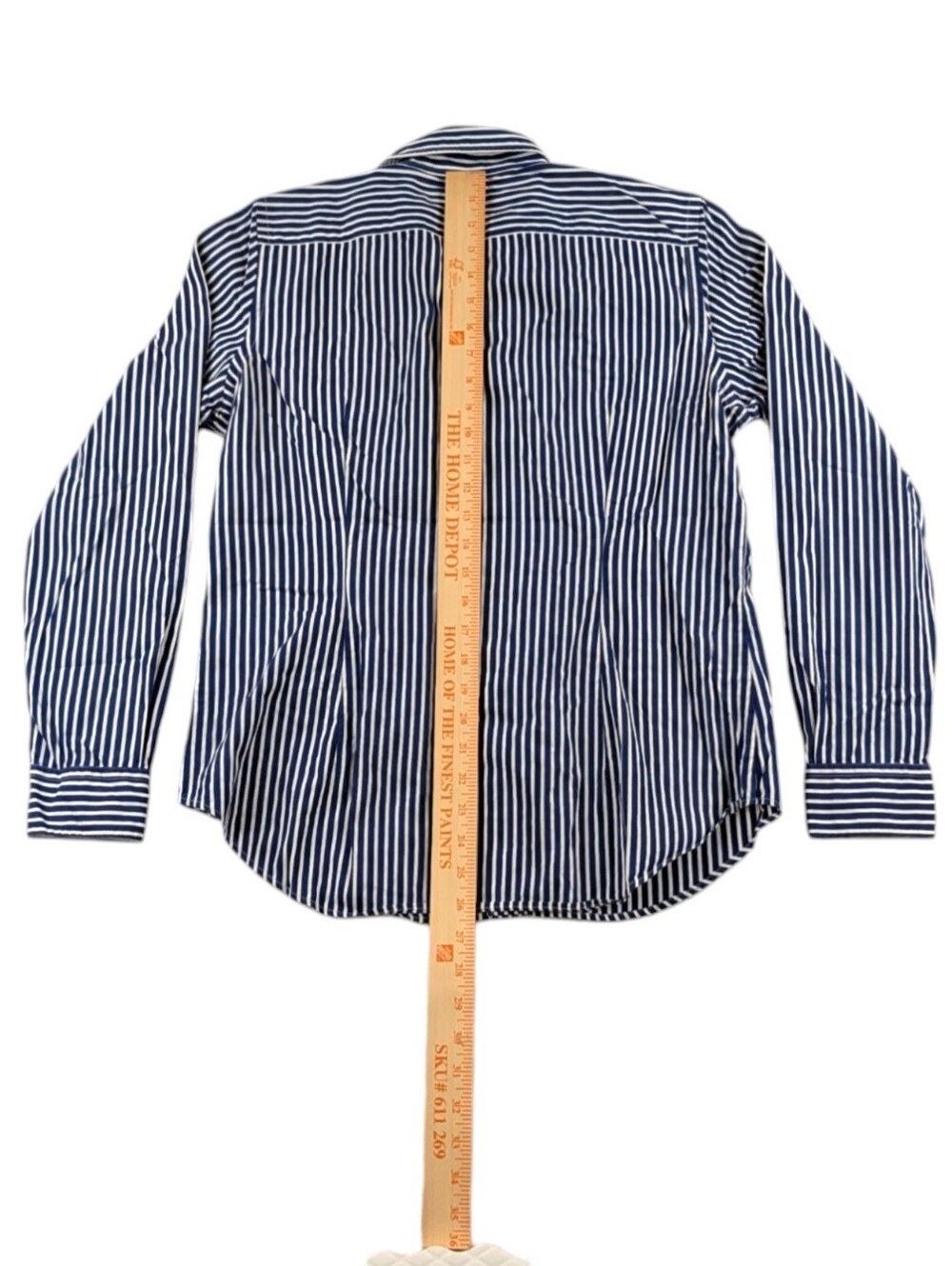 Ralph Lauren Crest Embroidered Striped Button Down Shirt Blue White Size 14 EUC - Picture 9 of 11